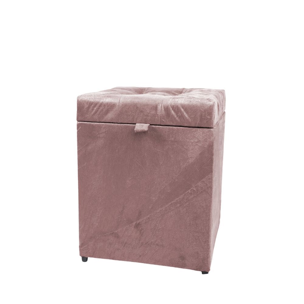 Puff Baú Quadrado 1 Lugar 36X36 Cm Rose Claro