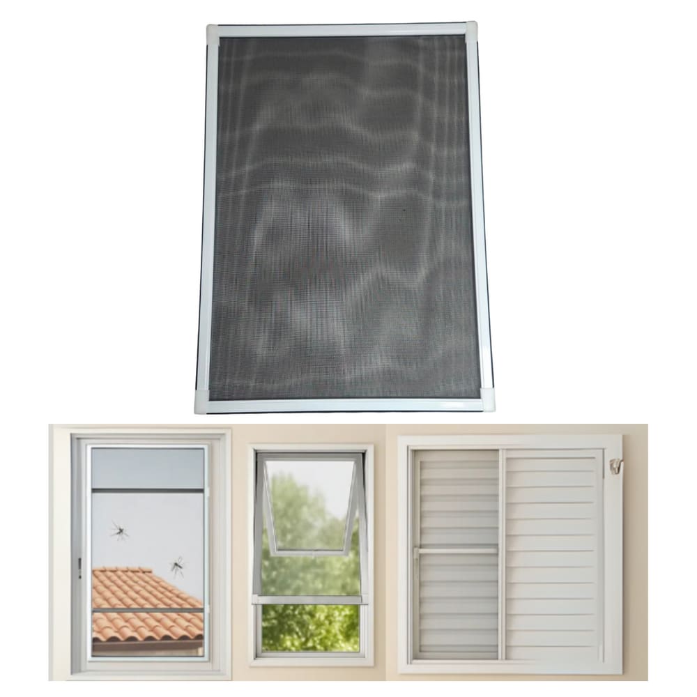 Tela Mosquiteira Encaixe 50x70 a 134cm Sem Furar Branca