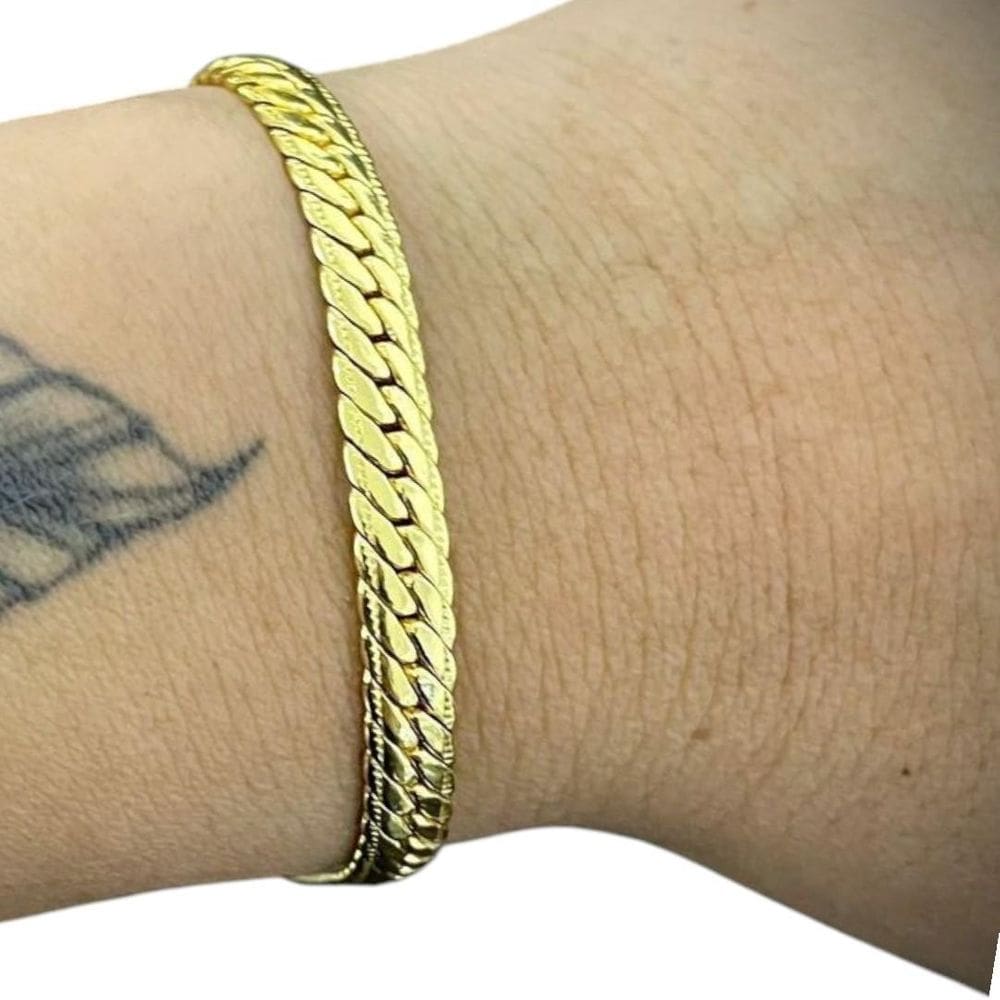 Pulseira Grumet Cubano 7Mm Banhado A Ouro 18K