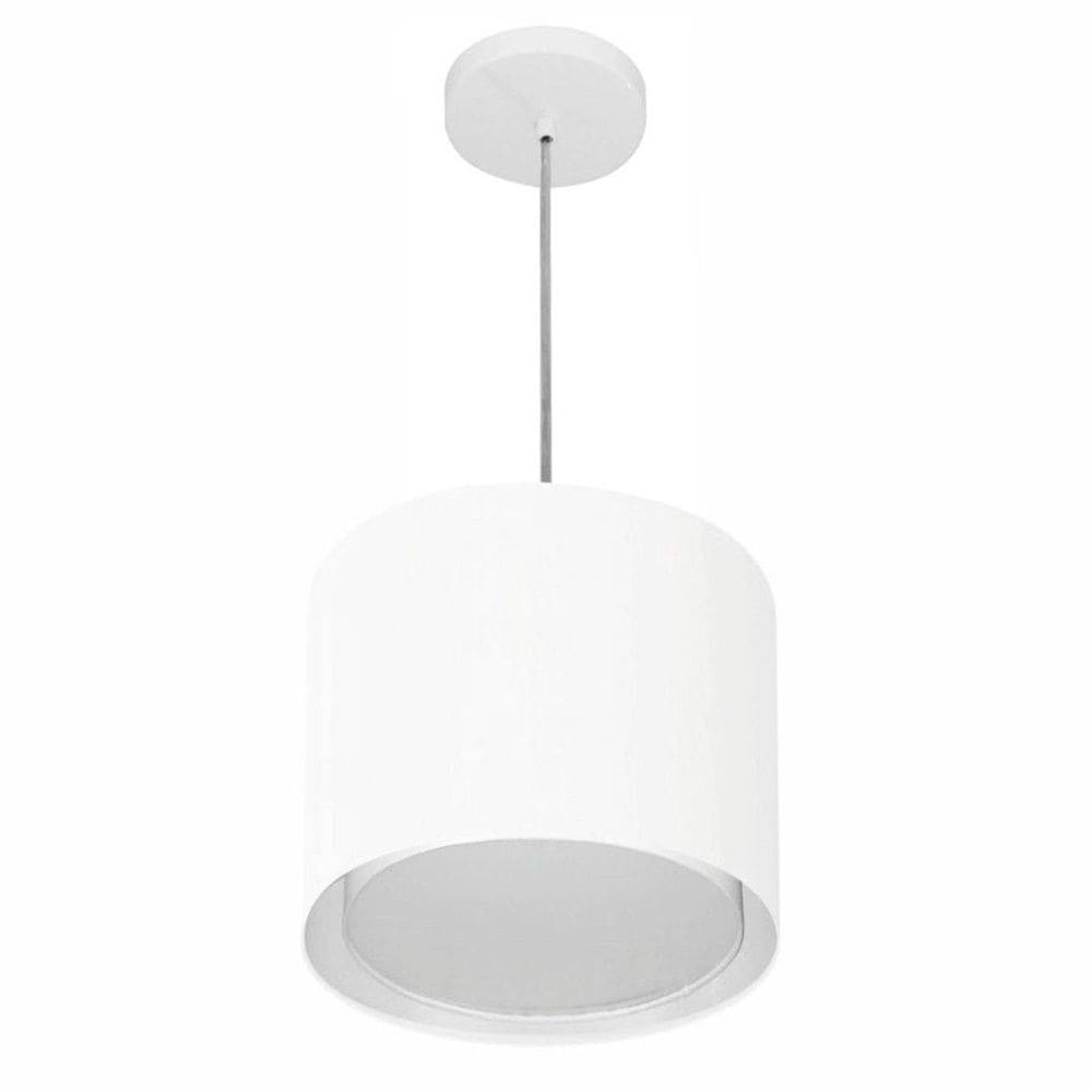 Lustre Pendente Cilíndrico Duplo Vivare Md-4284 Cúpula em Tecido 30x30cm - Bivolt