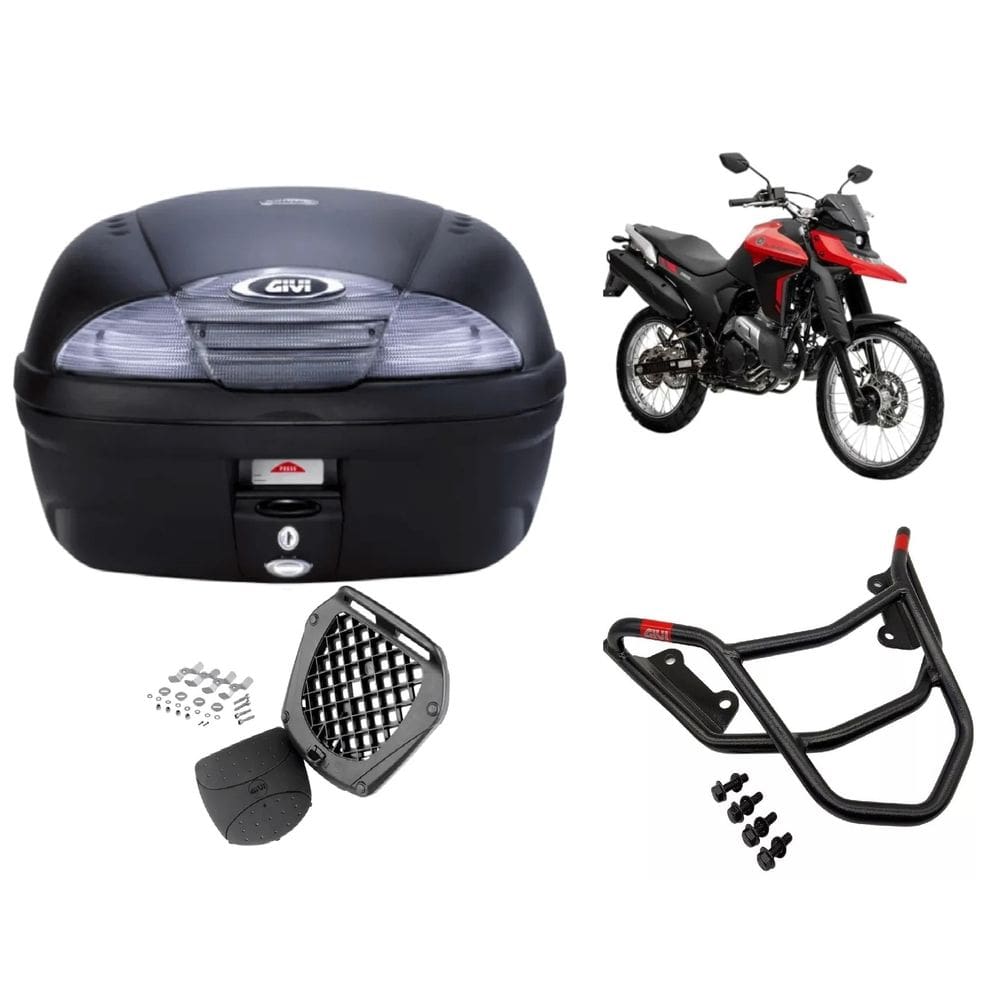 Baú Givi Traffic 3 45l fumê + Bagageiro Lander 2019 2020 2021 2022 2023 2024 2025 Monoloc