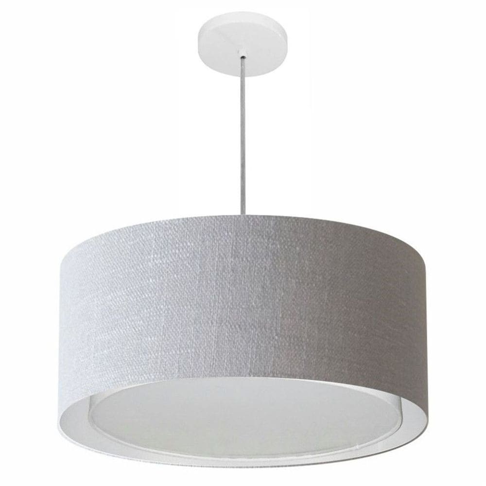 Lustre Pendente Cilíndrico Duplo Vivare Md-4294 Cúpula em Tecido 50x25cm - Bivolt