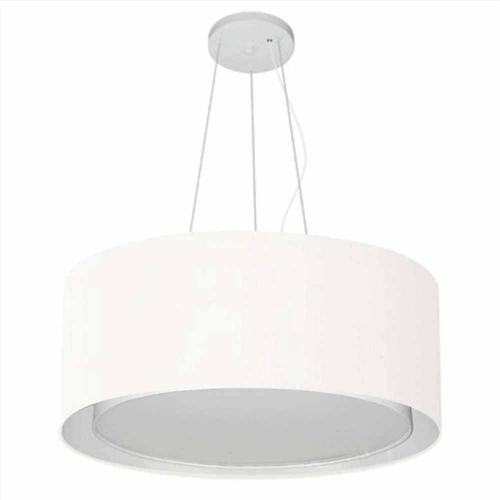 Lustre Pendente Cilíndrico Duplo Vivare Md-4124 Cúpula em Tecido 50x25cm - Bivolt