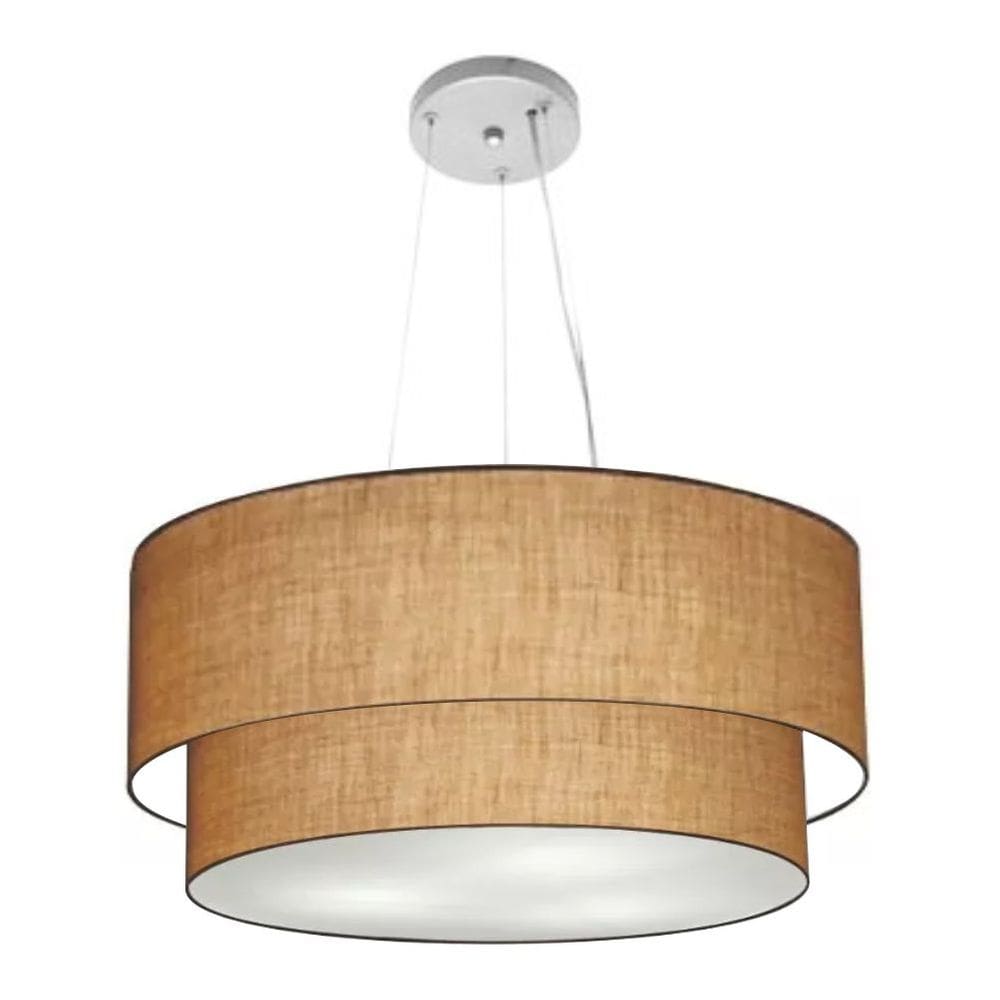 Lustre Pendente Duplo Cilíndrico Vivare Md-4179 Cúpula em Tecido 70x60cm - Bivolt