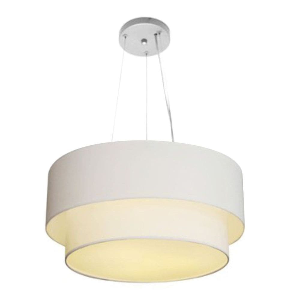 Lustre Pendente Duplo Cilíndrico Vivare Md-4061 Cúpula em Tecido 50x40cm - Bivolt