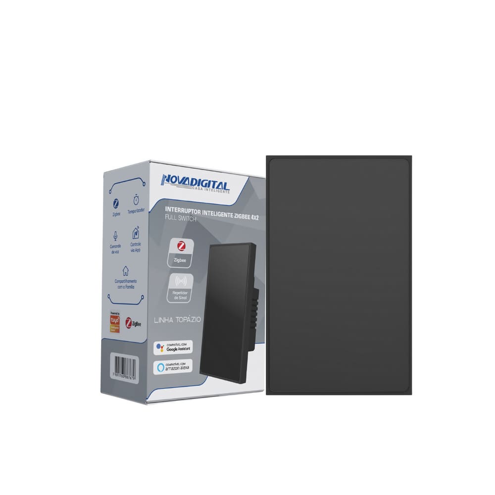 Interruptor Inteligente Zigbee Linha Topázio 1 Botão Preto