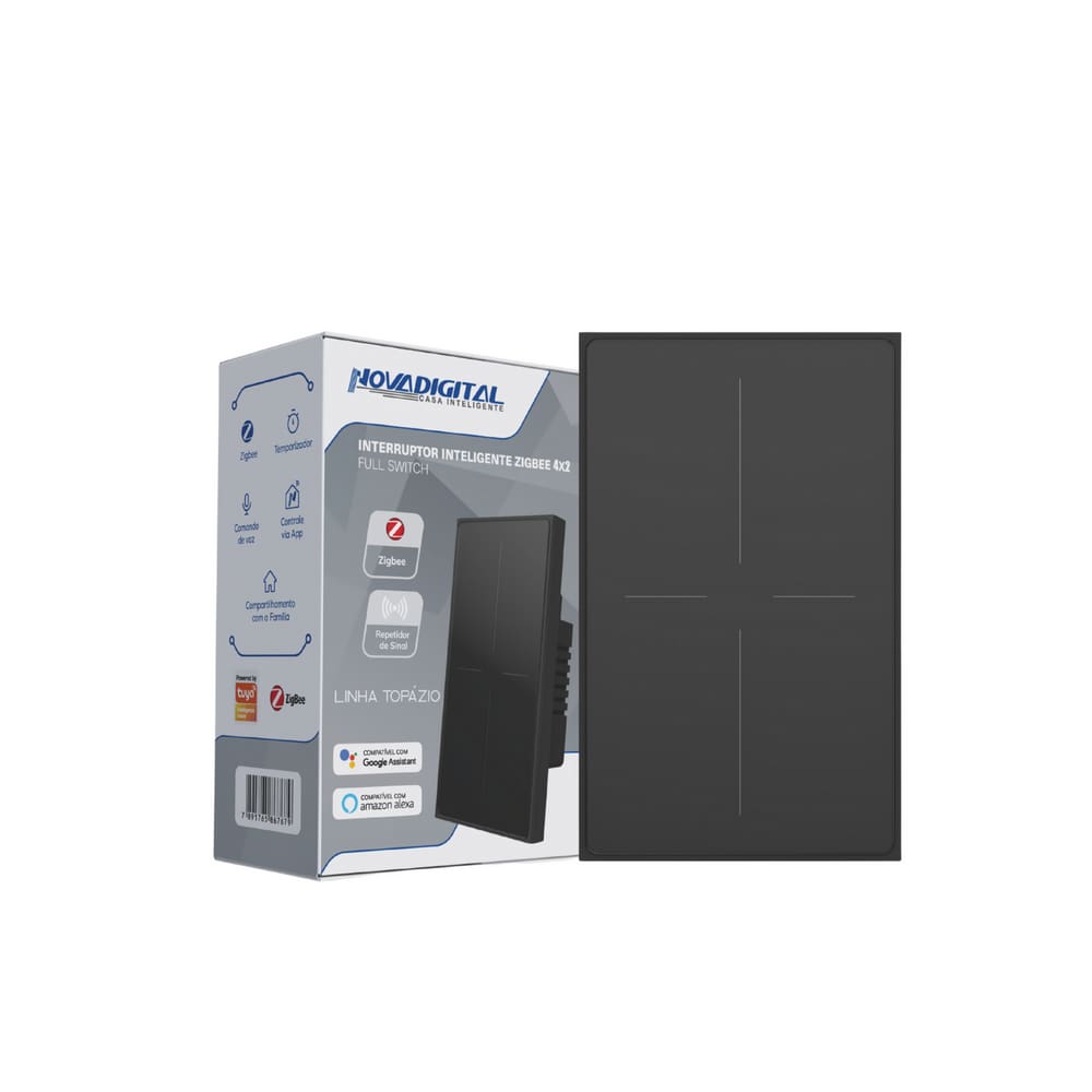 Interruptor Inteligente Zigbee Linha Topázio 4 Botões PRETO