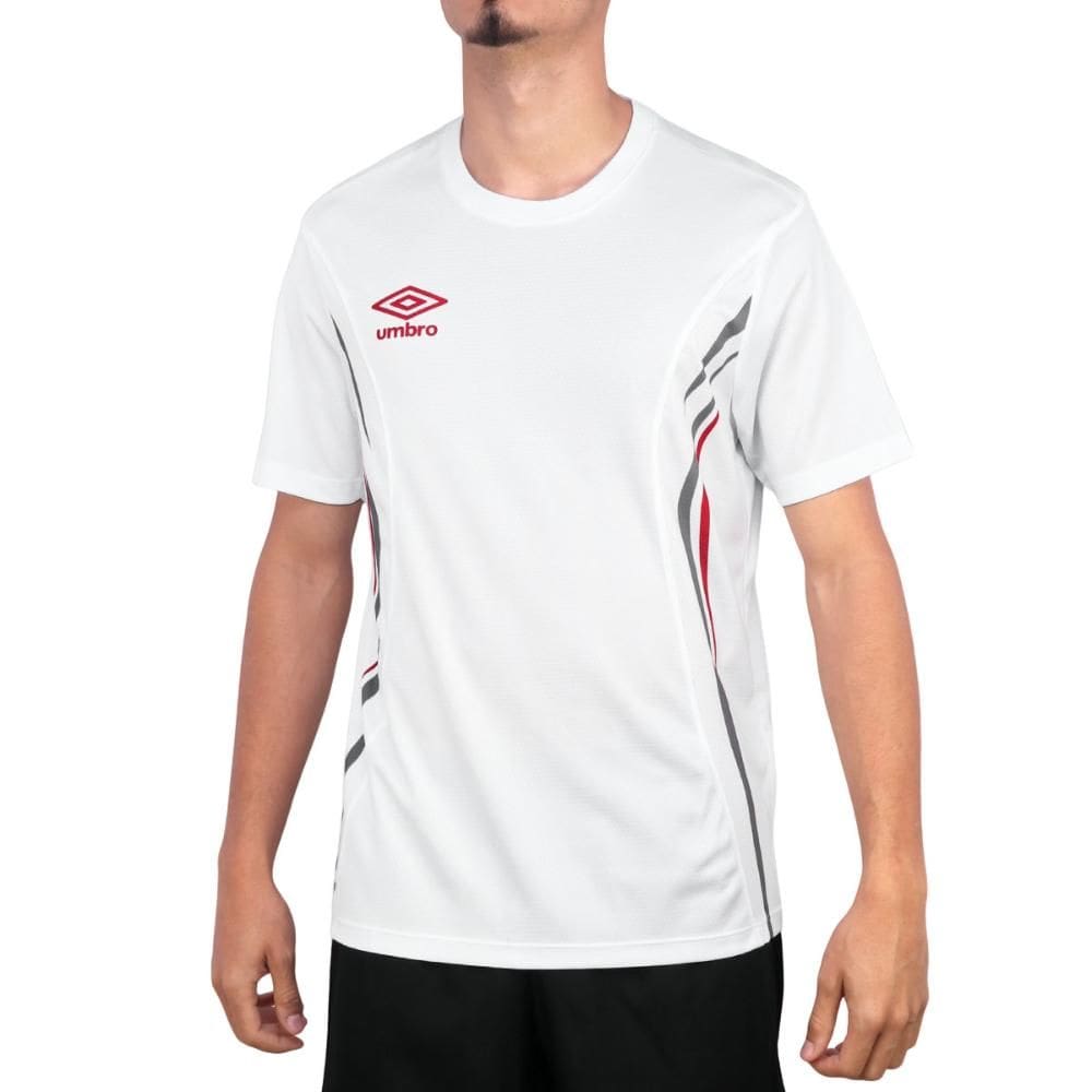 Camiseta Umbro Rush Branco Cinza e Vermelho