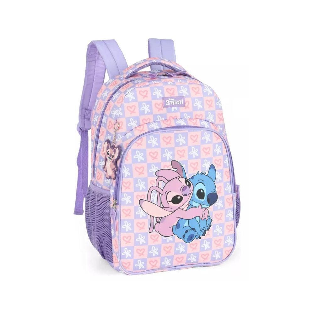 Mochila De Costa Lilás Escolar Stitch Disney Classics Luxcel