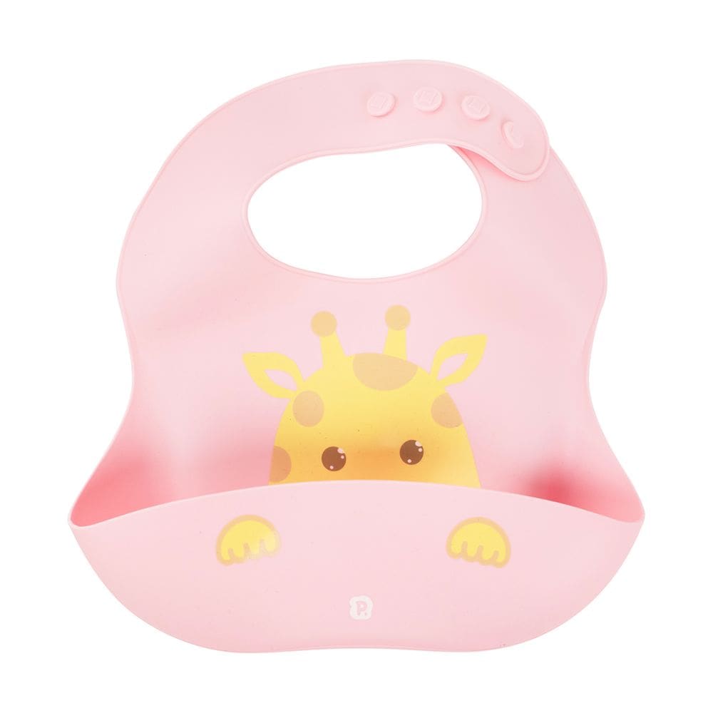 Babador de Silicone Bebê Ajustável Rosa Girafa - Pimpolho