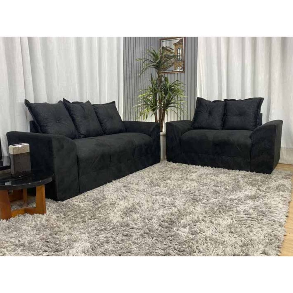 Sofá 2 e 3 Lugares Preto 601 Porto