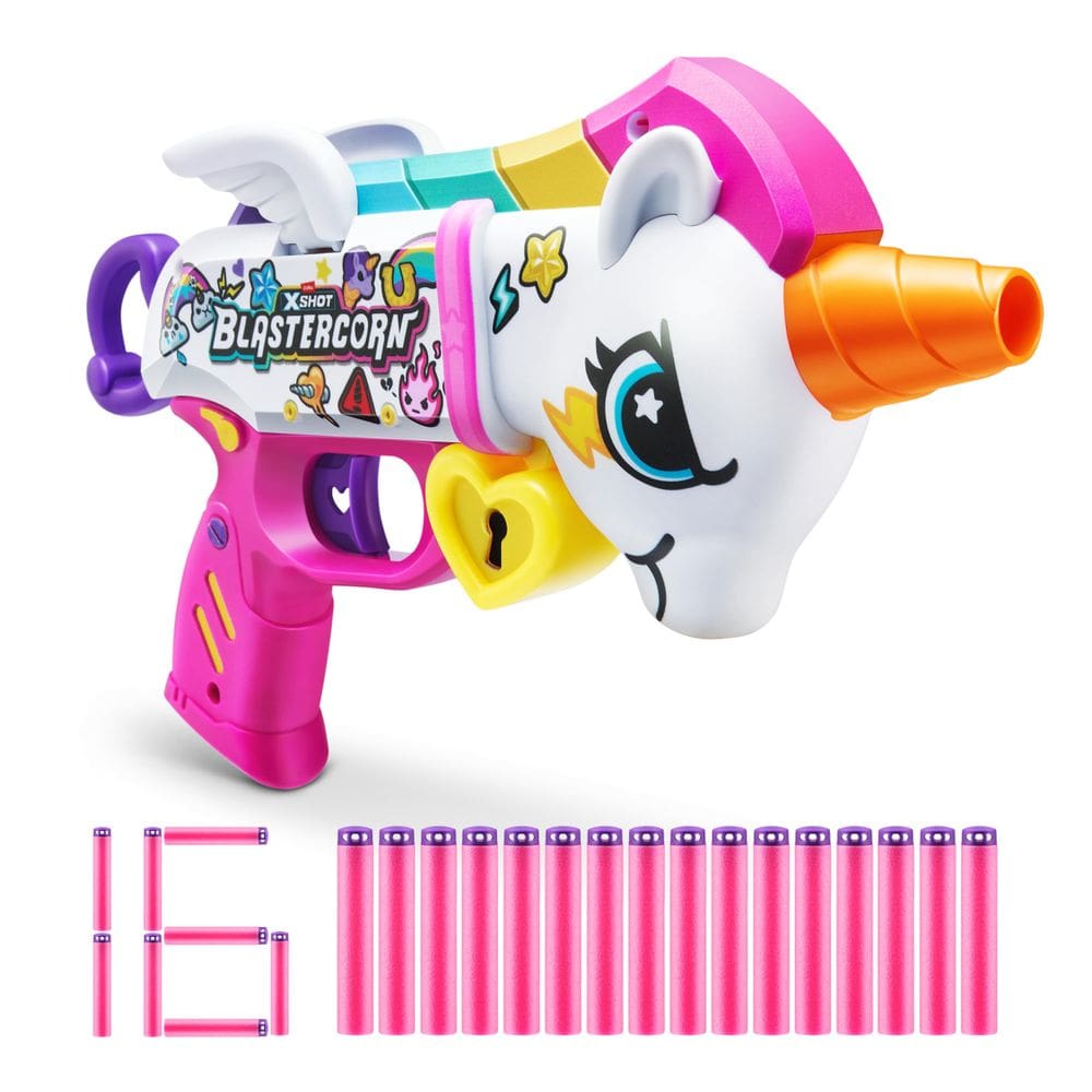 Blaster ZURU XSHOT Blastercorn Unicorn com 16 dardos
