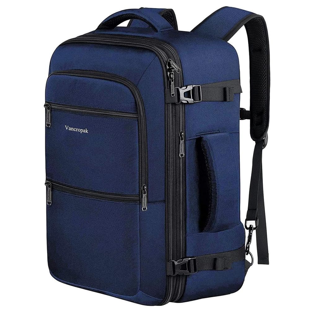 Mochila Carry On Vancropak 50L expansível resistente à água azul