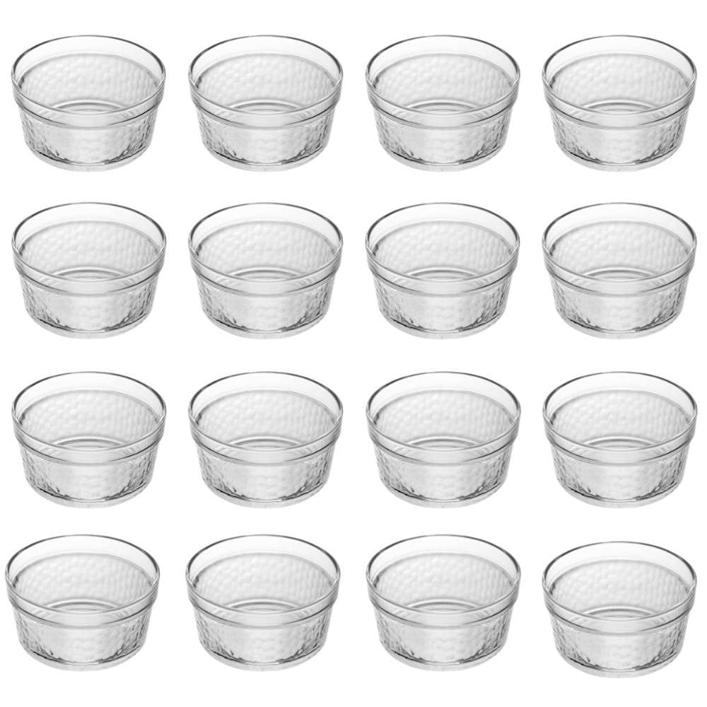 12 Ramequins de Vidro Lyor 90ml Porta Molho Petiscos Temperos em Relevo