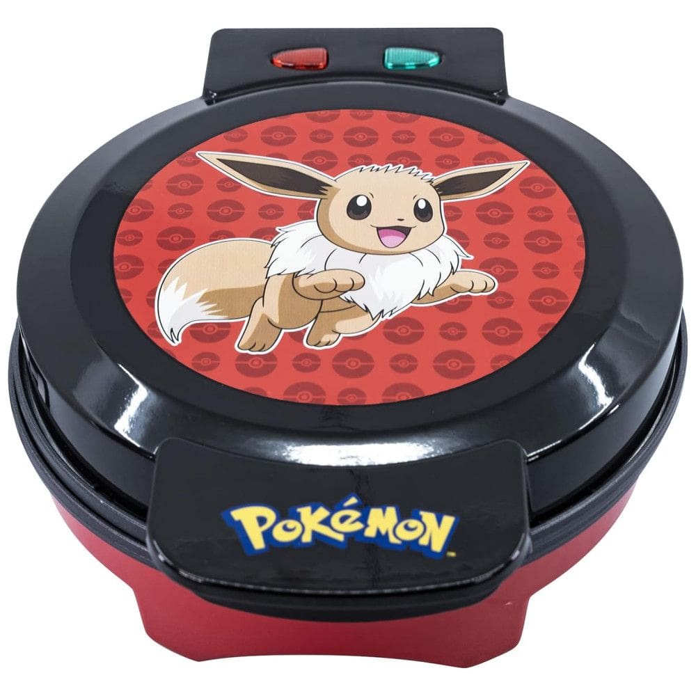 Máquina de Waffle, Tema Pokémon Eevee com Revestimento Antiaderente, 110V 900W, Uncanny Brands, Preto e Vermelho