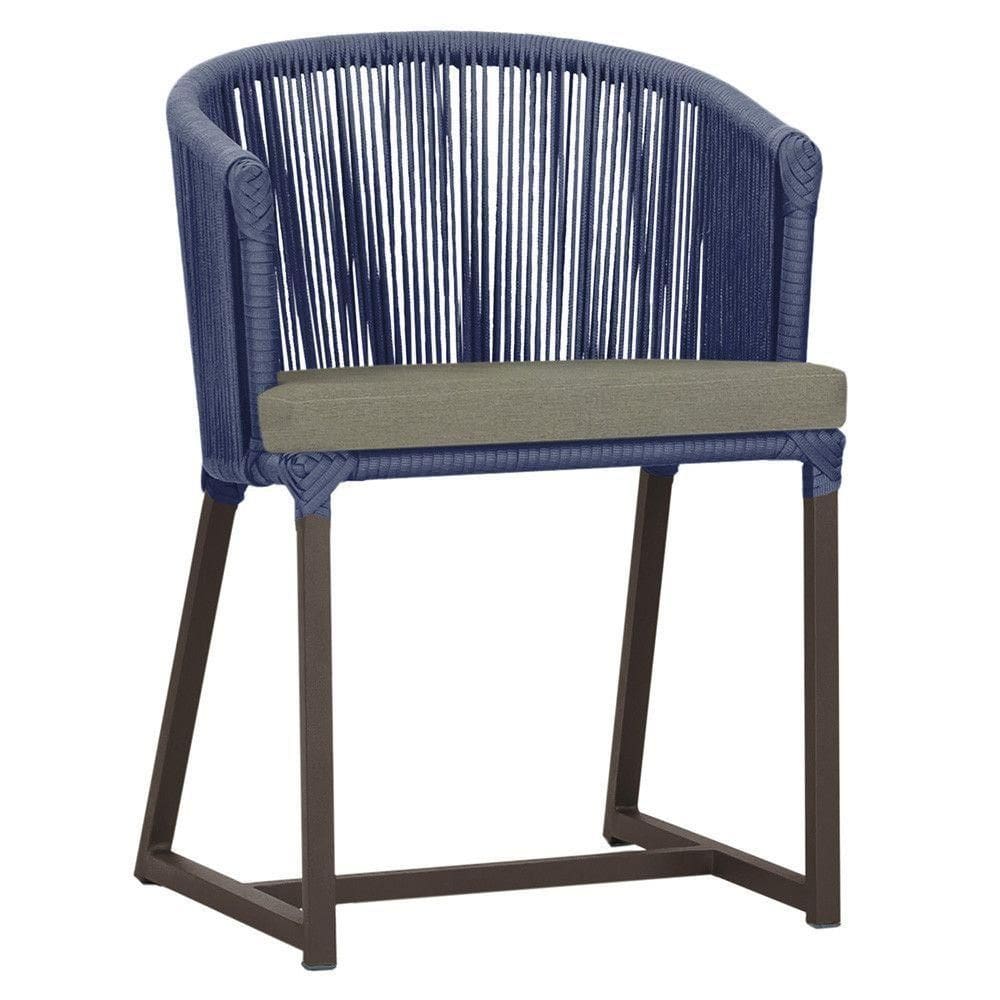 Cadeira De Jantar Noronha Alumínio Marrom E8 Trama autêntico Azul