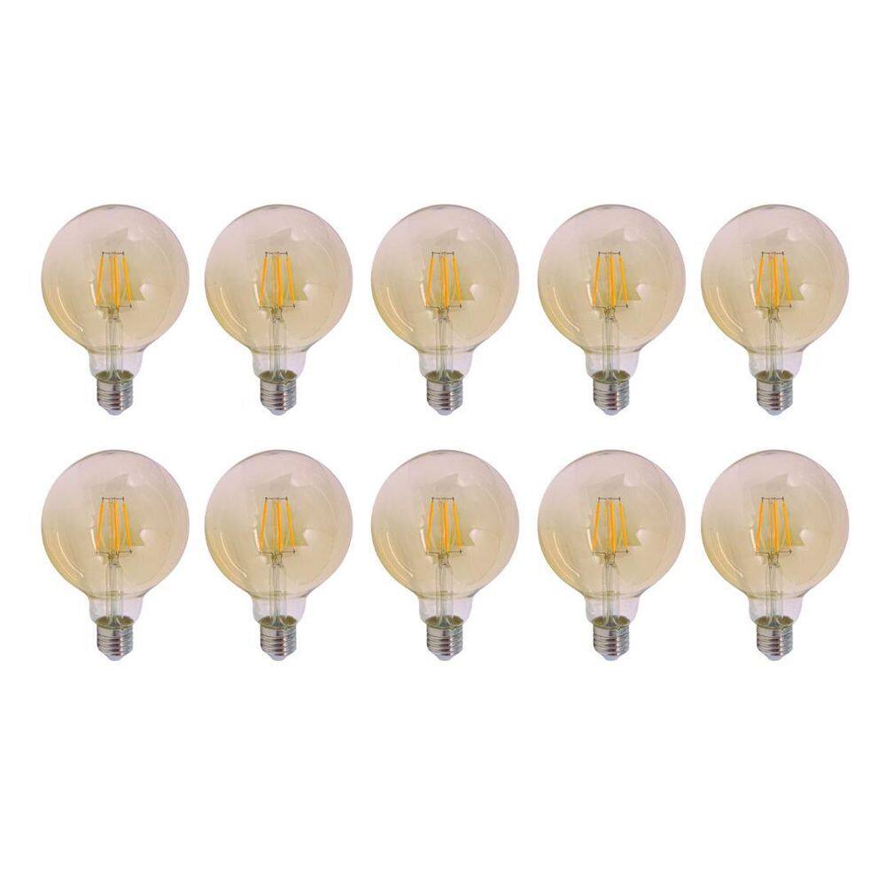Kit 10 Lâmpada Filamento Led Vintage Redonda G95 4W Gold