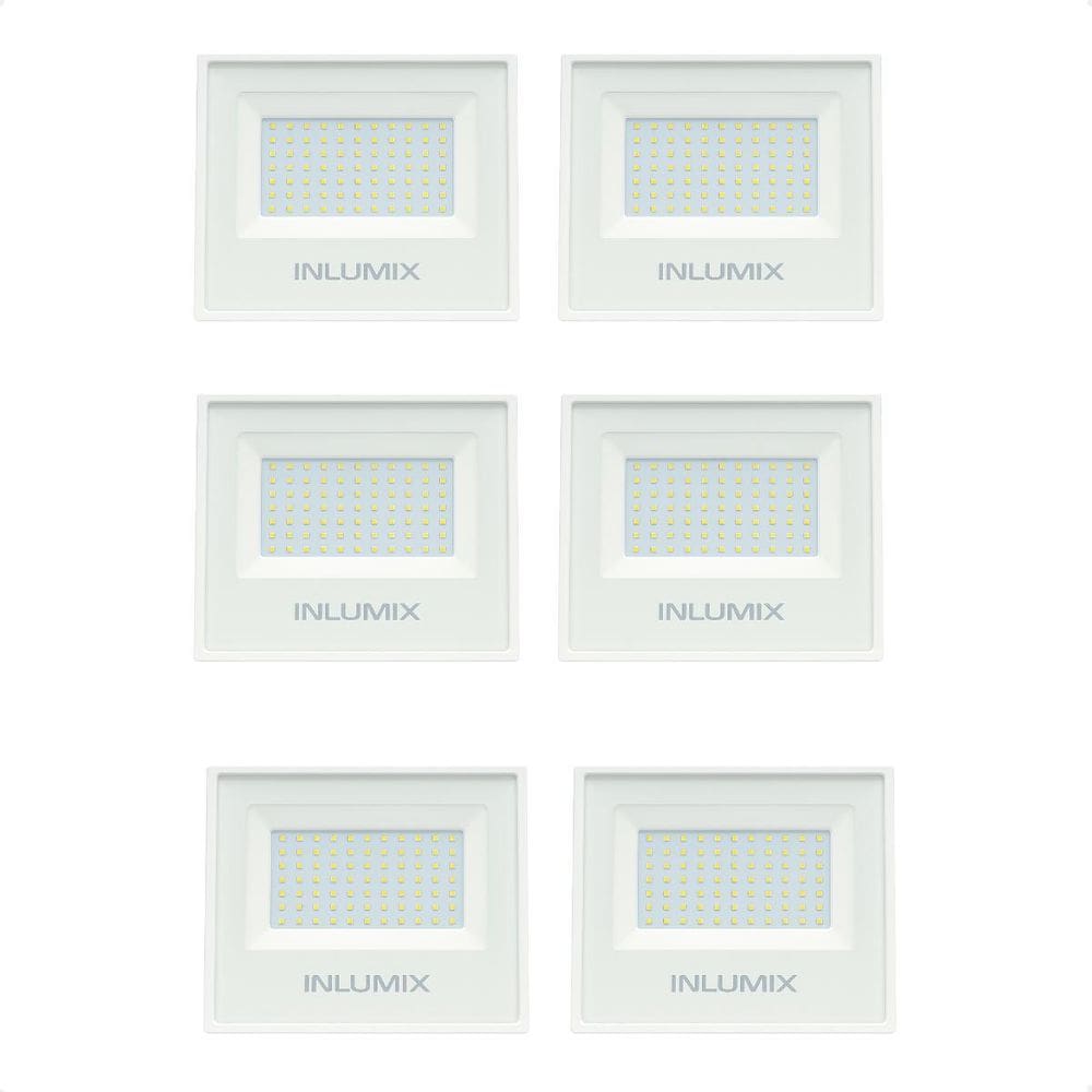 Kit 6 Refletor Holofote De Led 50W Branco Frio 6500K Branco