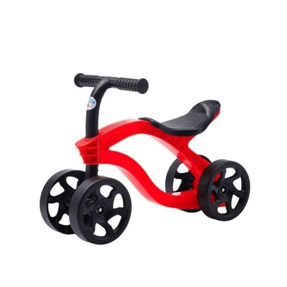 Bicicleta De Equilíbrio Vermelha Infantil Sem Pedal 4 Rodas