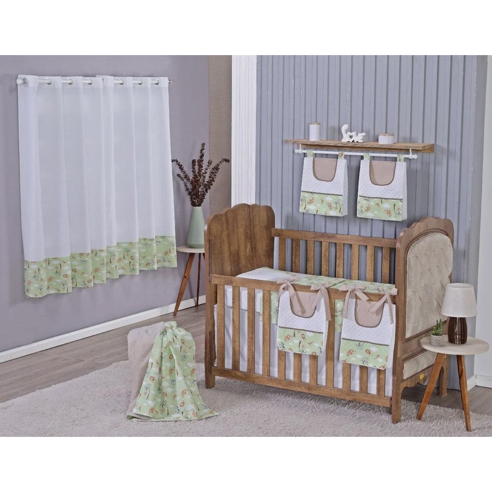Enxoval Bebe Kit Berço Americano Cortina Algodão Menino