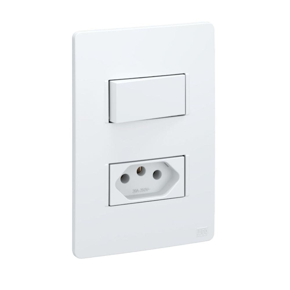 Conjunto Interruptor Simples E Tomada 20A Branco Esatta Weg