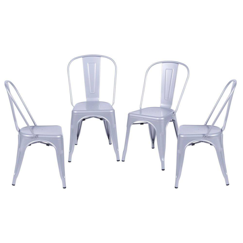 Kit 4 Cadeiras para Sala de Jantar Retrô Cinza