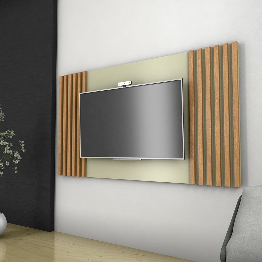 Painel para Tv 50 Polegadas Ripado 160x90cm Dallas Off White/ Ipe