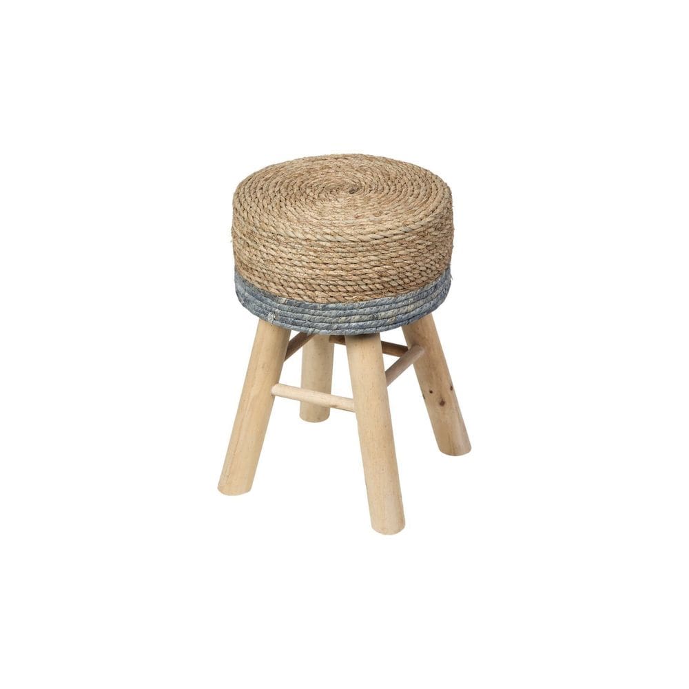Puff Phi em Fibra Natural com Base Madeira Natural