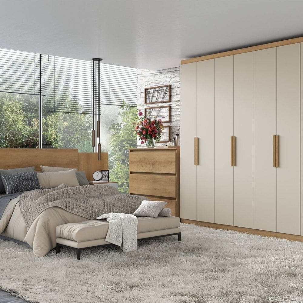 Guarda-roupa 8 Portas 240cm X 220cm X 47cm Milan Capuccino / Off White