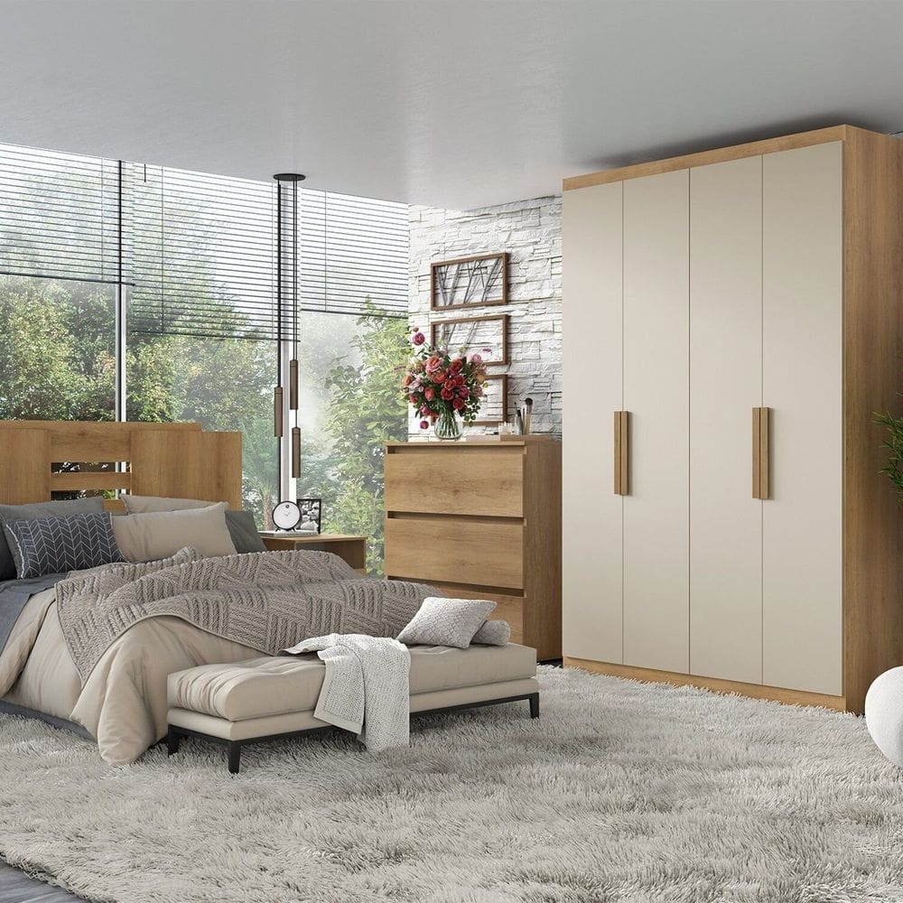 Guarda-roupa 4 Portas 120cm X 220cm Milan Capuccino \ Off White
