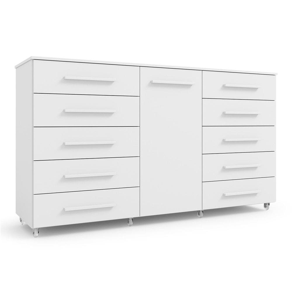 Cômoda 1 Porta 10 Gavetas com Rodízio Imperial Branco