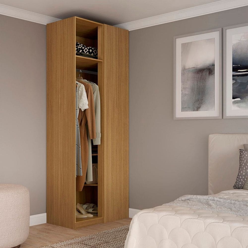 Closet Modulado de Canto Reto sem Portas Altezza Freijó