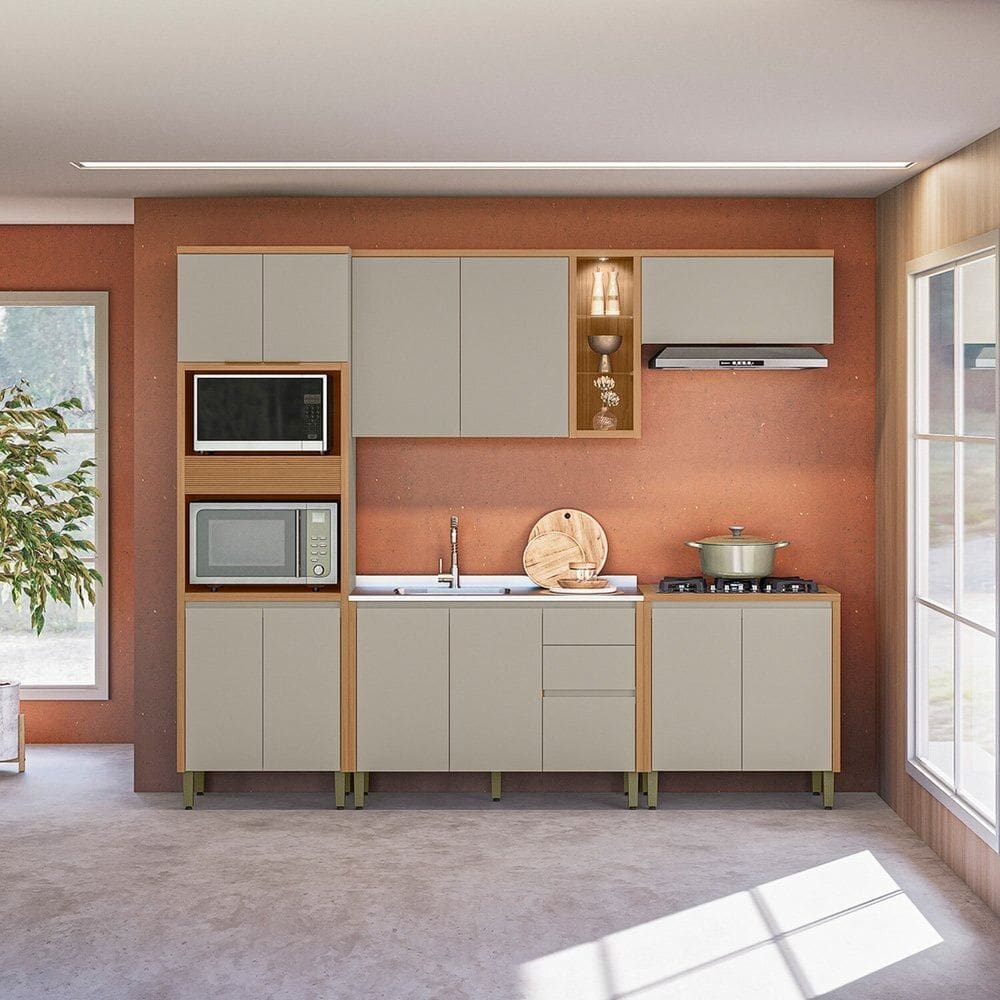 Cozinha Completa 5 Peças com Torre Quente Allure Jequitibá/Gris Fosco
