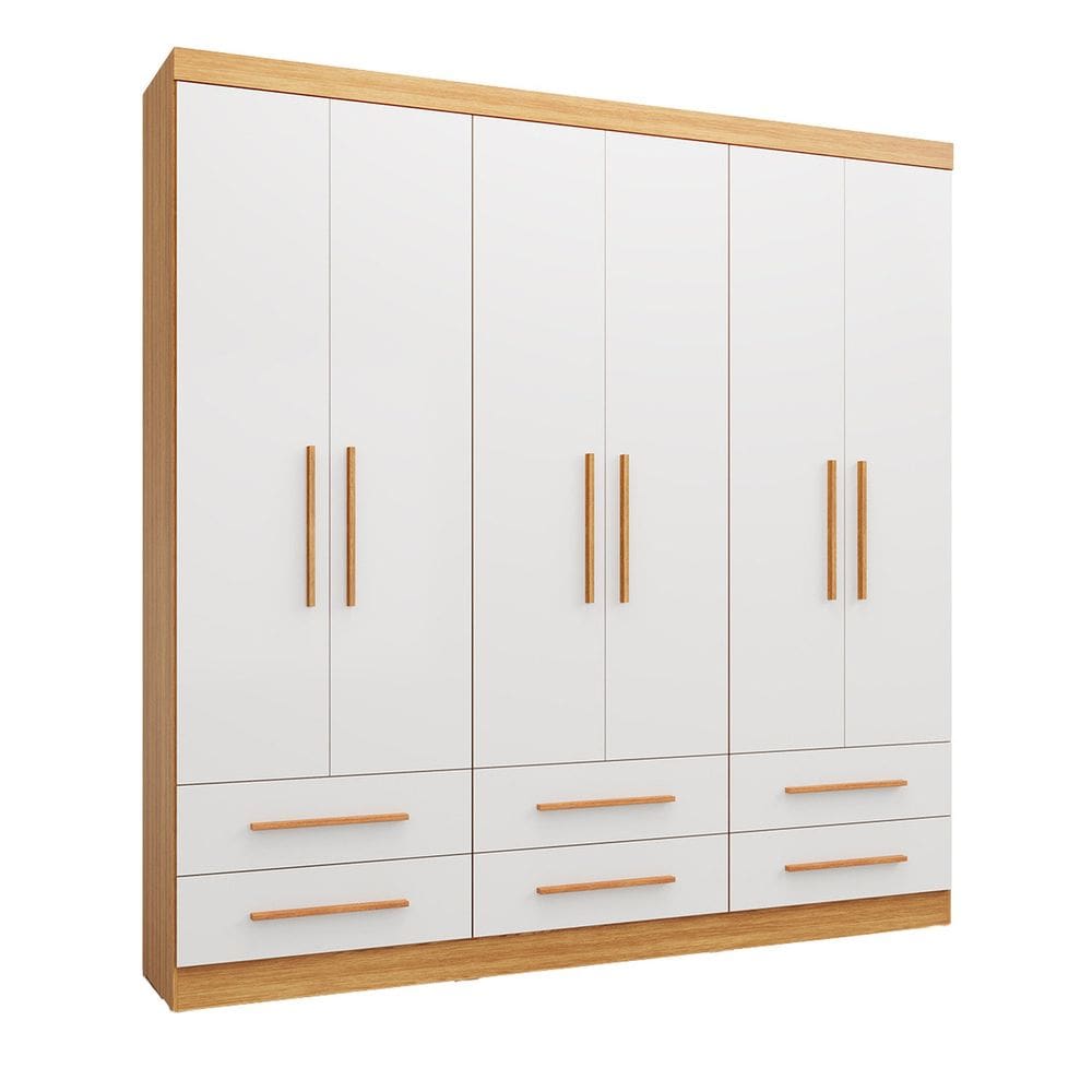Guarda-roupa Casal 6 Portas 6 Gavetas Majestic Freijó/ Off-White