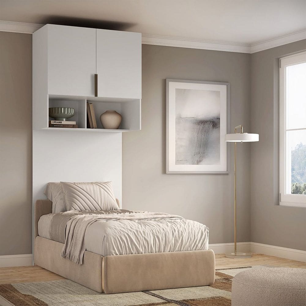 Módulo Aéreo Solteiro com Cabeceira Clean Altezza Branco
