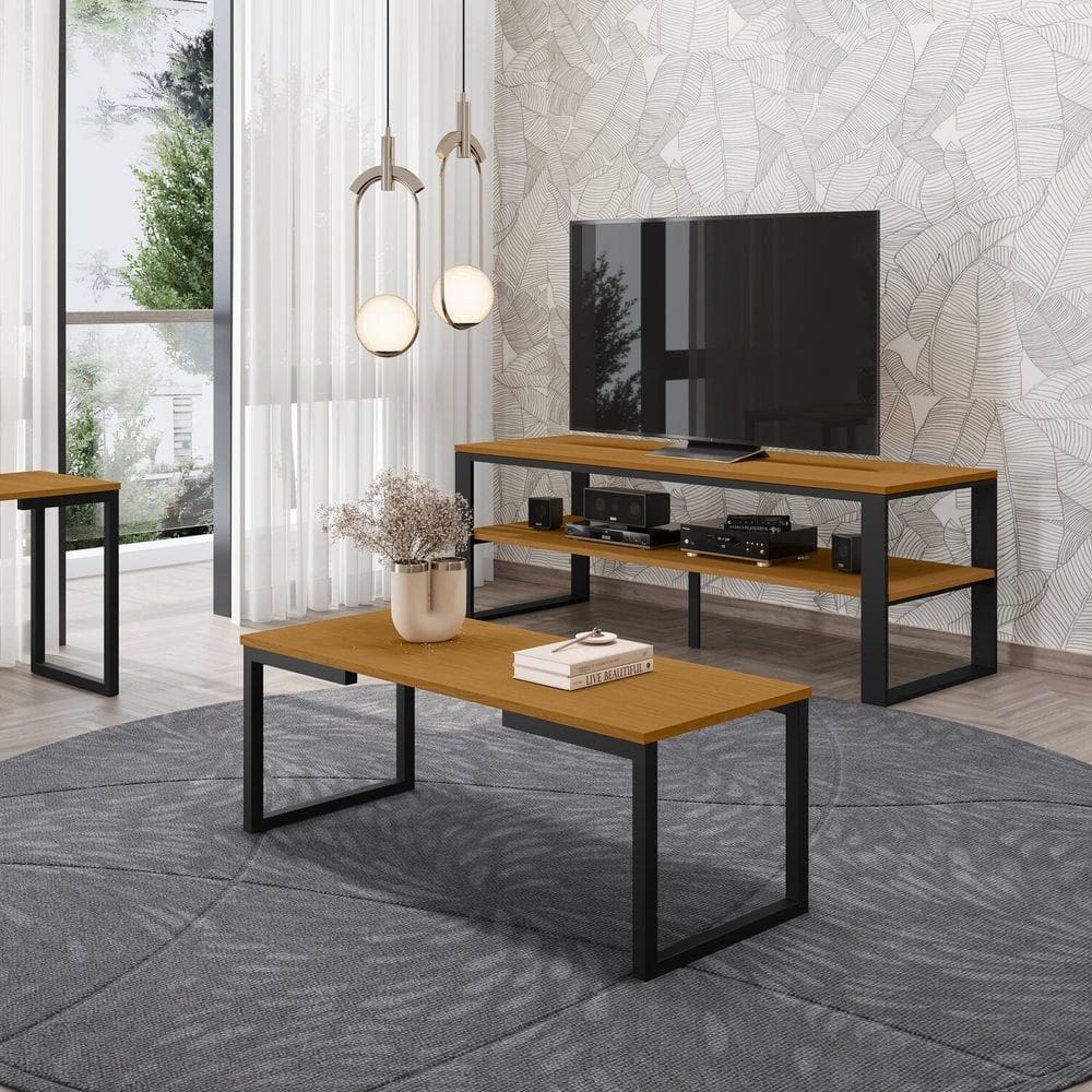 Mesa de Centro 35cm X 85cm Innovare Preto/Marrom