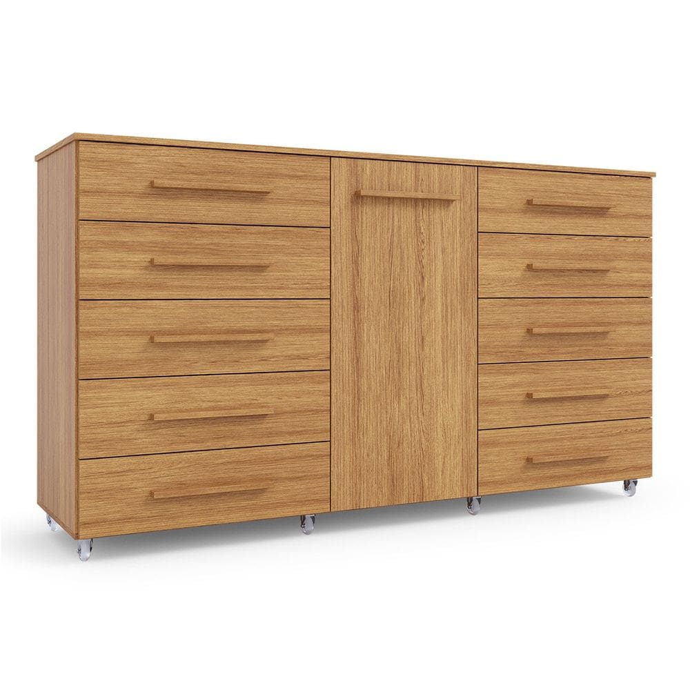 Cômoda 1 Porta 10 Gavetas com Rodízio Imperial Freijó