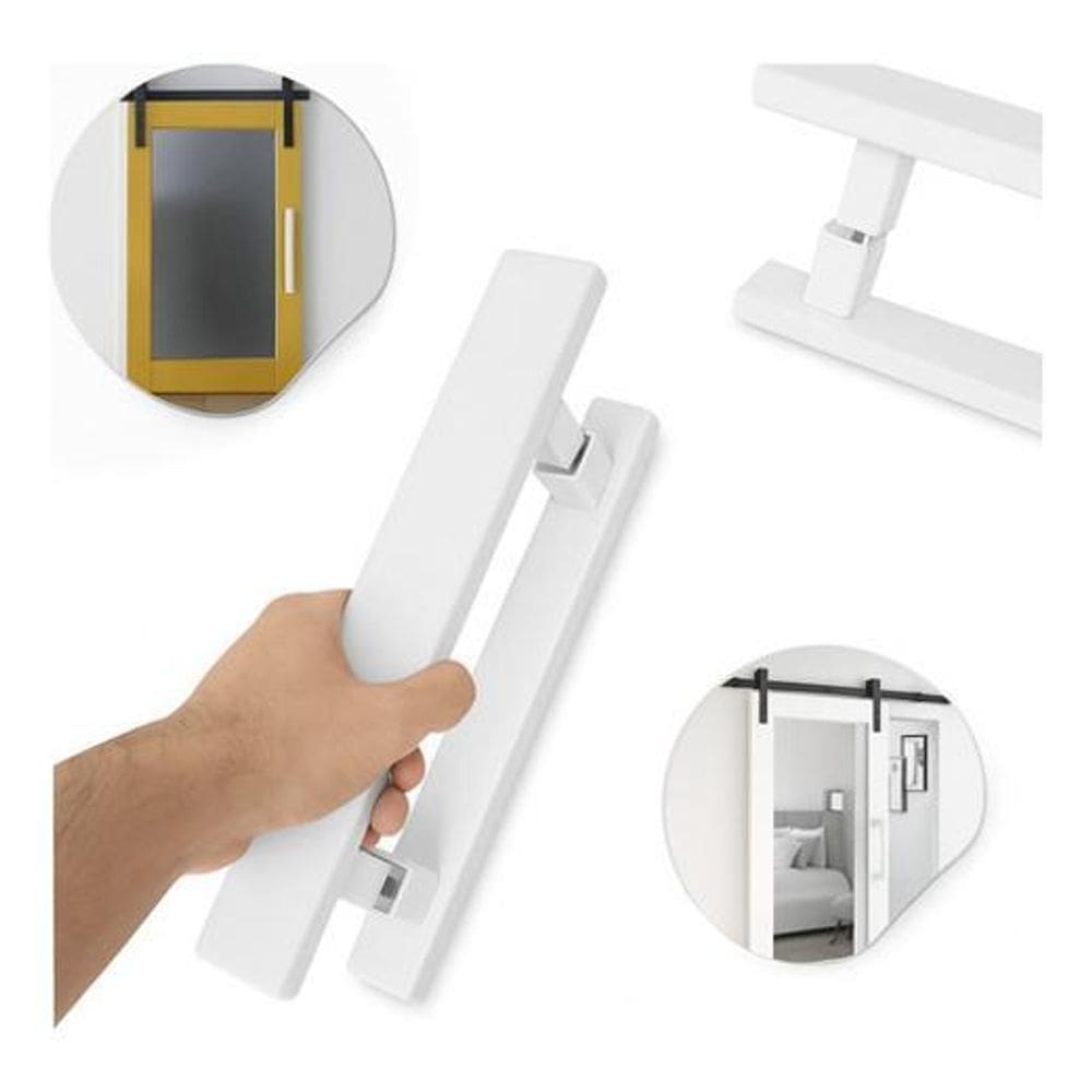 Par Puxador Barra Chata 45Cm Branco Porta Madeira Vidros