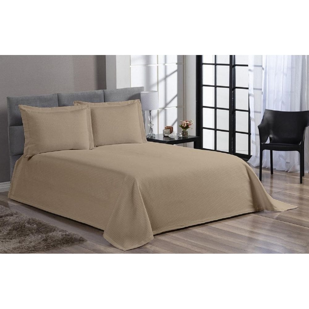 Cobre Leito Colcha Piquet Liso Casal Queen 3 Peças