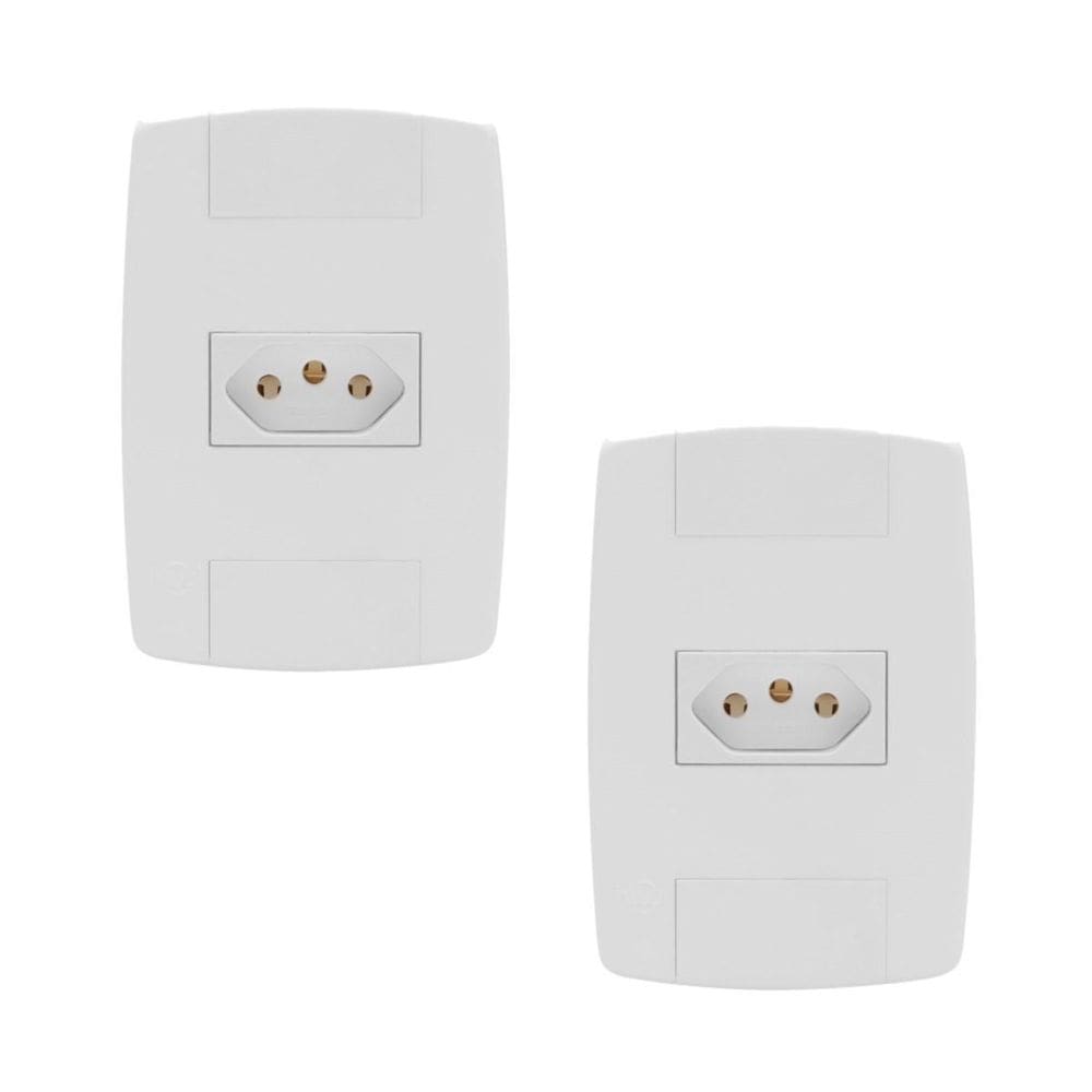 Kit 2 Tomada Elétrica Branca 2P+T 20A 250V Placa Espelho 4X2