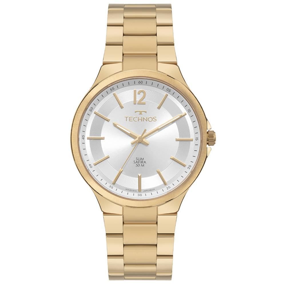 Relógio Technos Masculino Ref: Gl32Bk/1K Slim Dourado