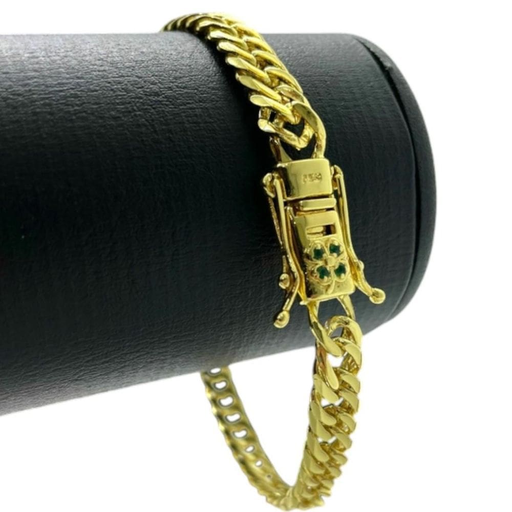 Pulseira Grumet 7Mm Trevo Sorte Banhado A Ouro 18K