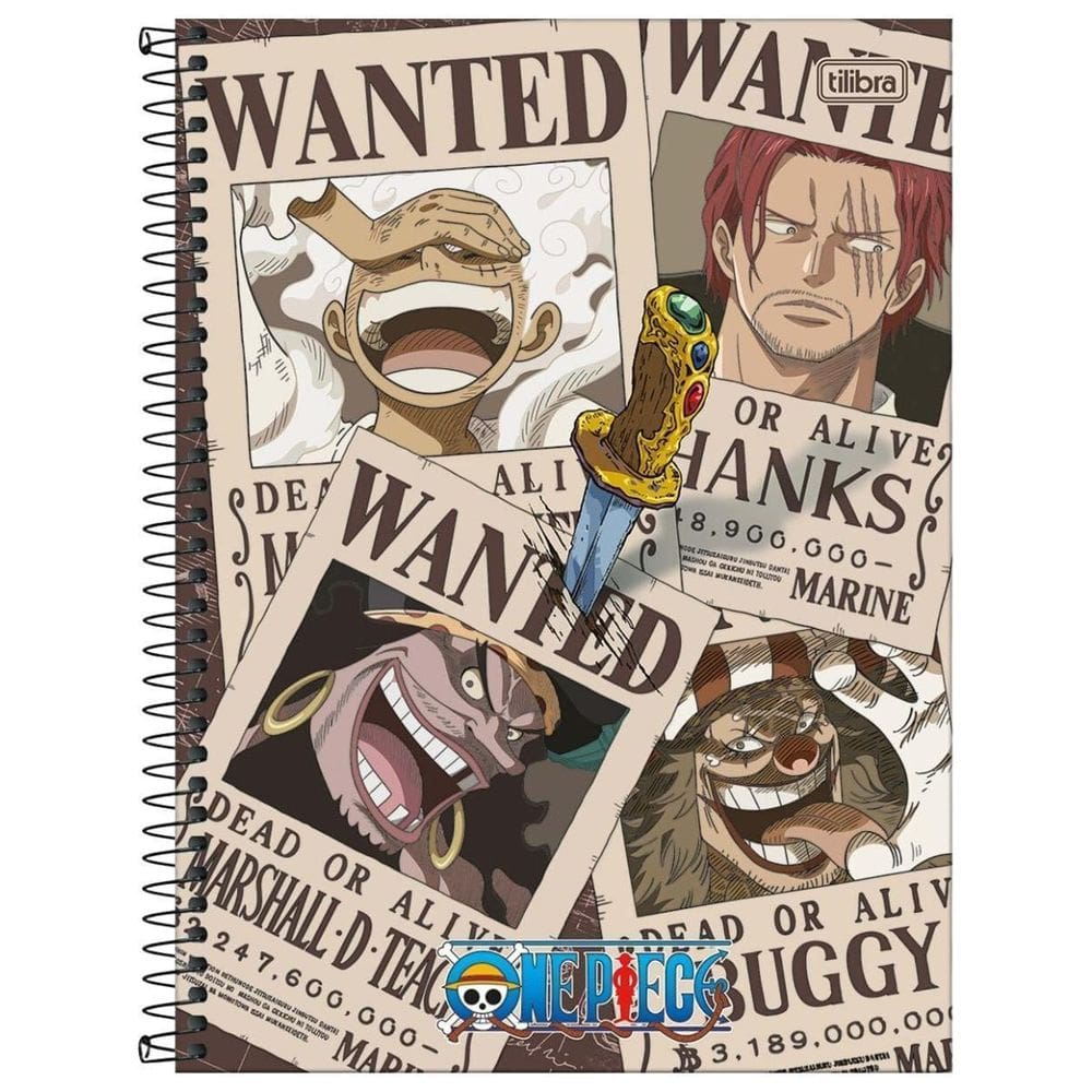 Caderno One Piece Capa Dura Espiral 80F 1 Matéria Escolar