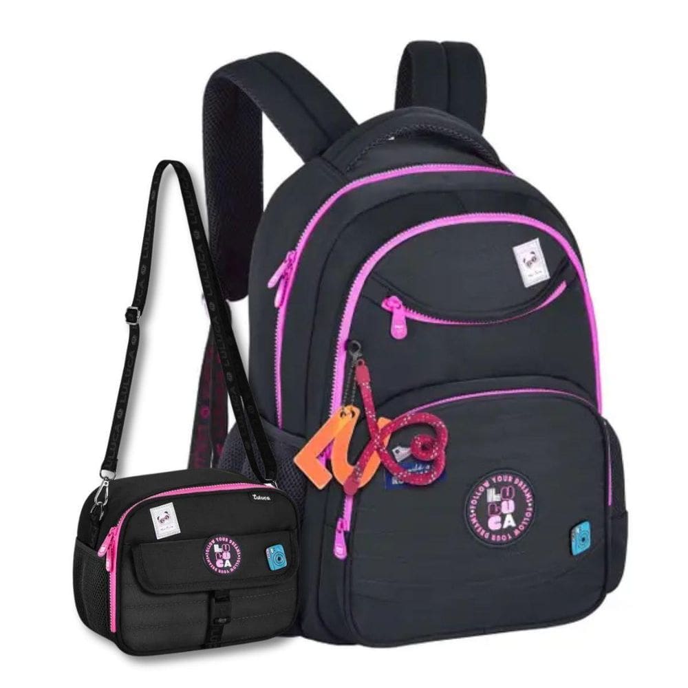 Mochila Luluca Com Lancheira Kit Escolar Feminino Juvenil