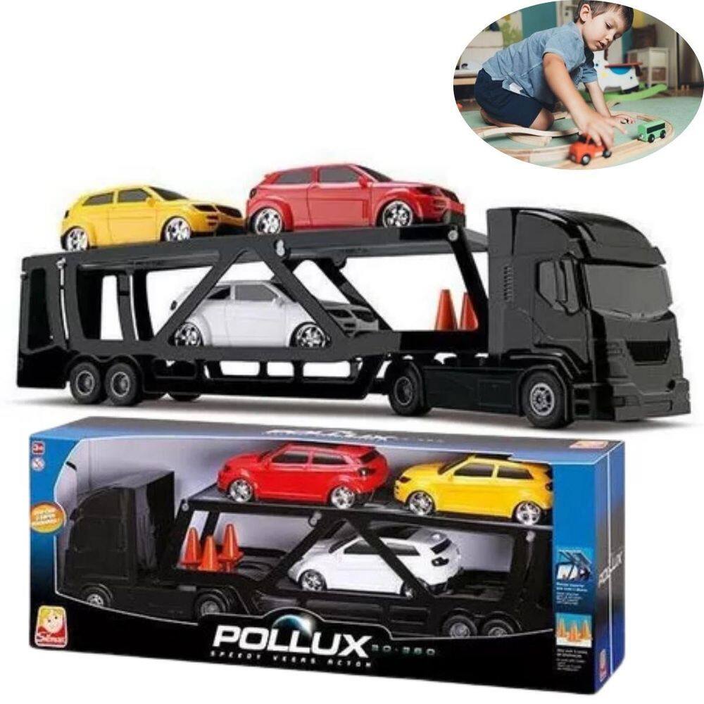 Caminhão Cegonha E 3 Carros Brinquedo Infantil