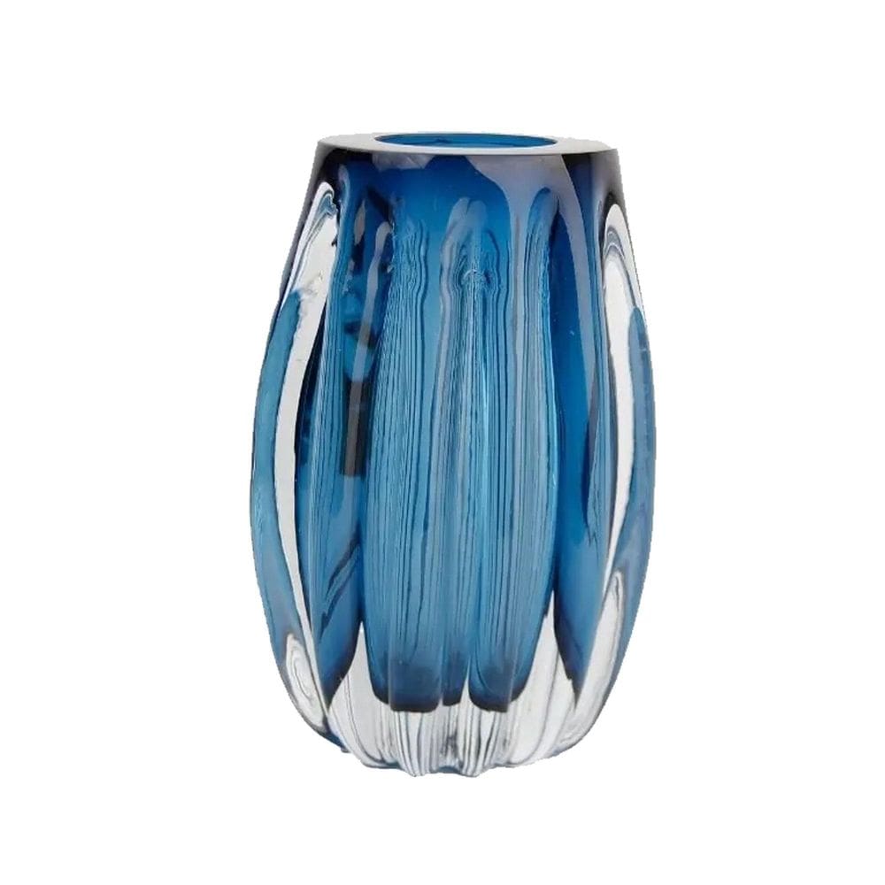 Cachepot De Murano Importado Vaso Decoração 20X13Cm Azul