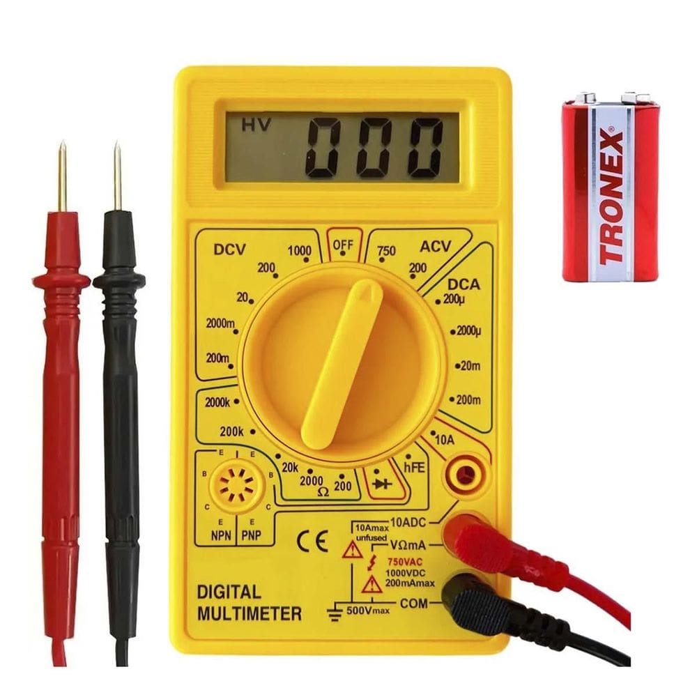 Multimetro Digital Dt-830B Portatil Com Bateria Tensão Bipe