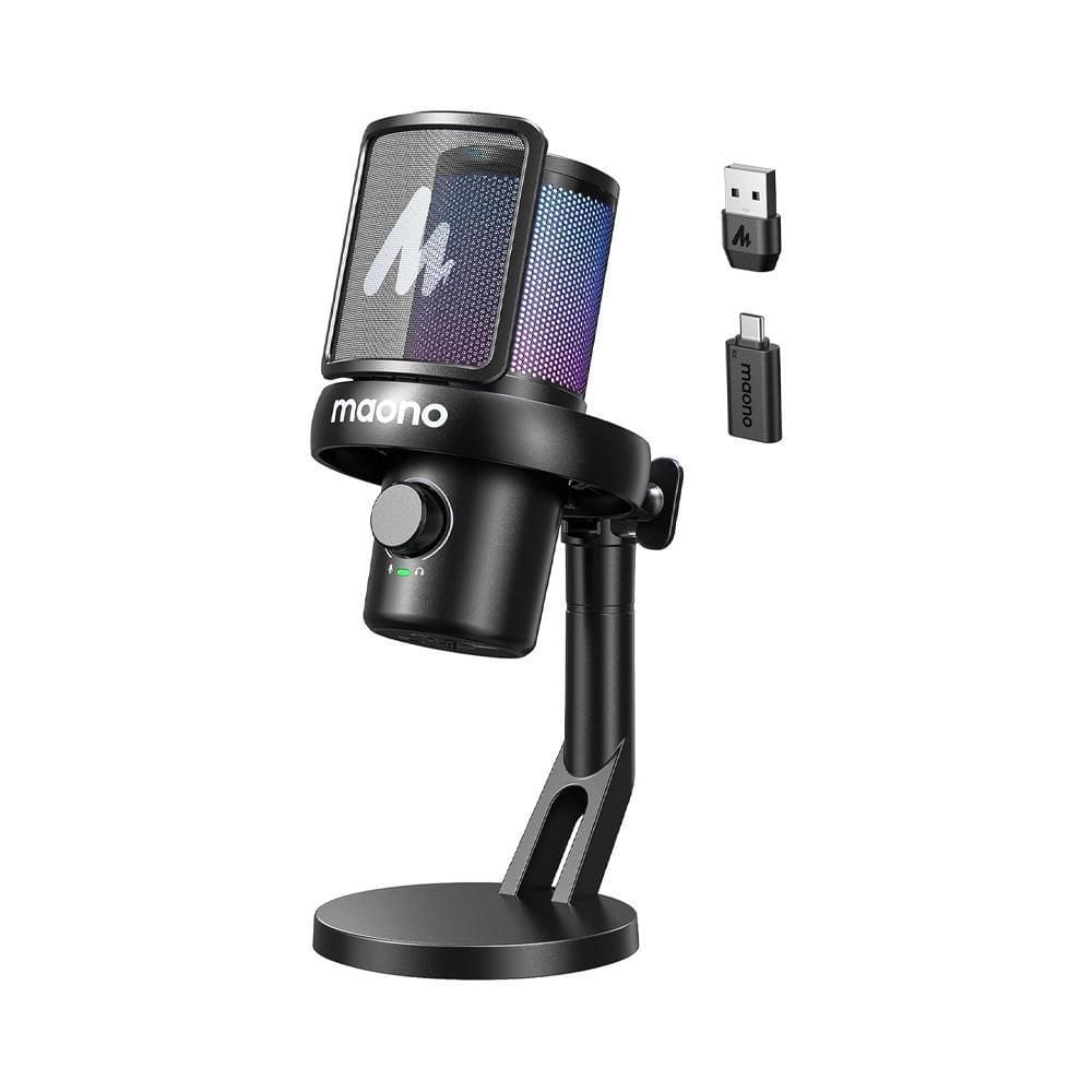 Microfone Wireless Gamer Maono Dm40 Pro Com Ai Rgb Preto