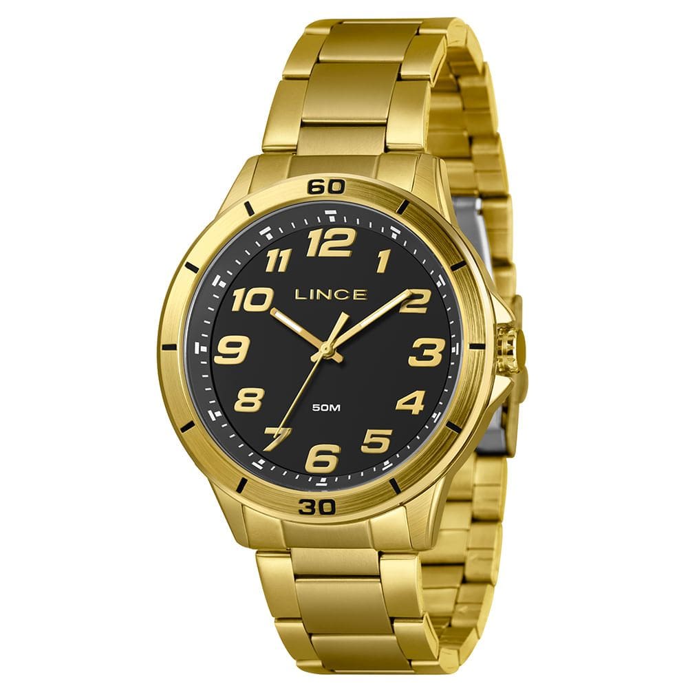 Relógio LINCE masculino analógico dourado MRGM003L46 P2KX