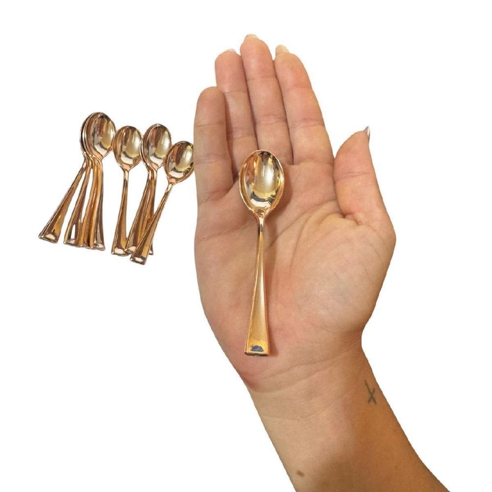 Kit 20 Mini Colher Rose 10Cm Descartável Acrilico Resistente